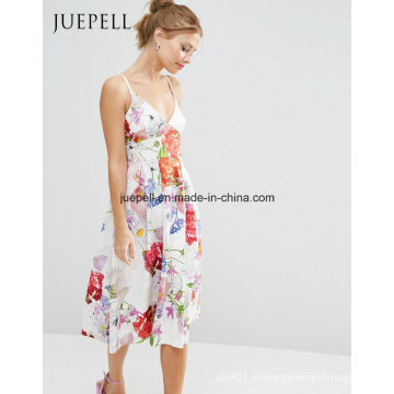 Vestido de mujer sexy estampado floral MIDI